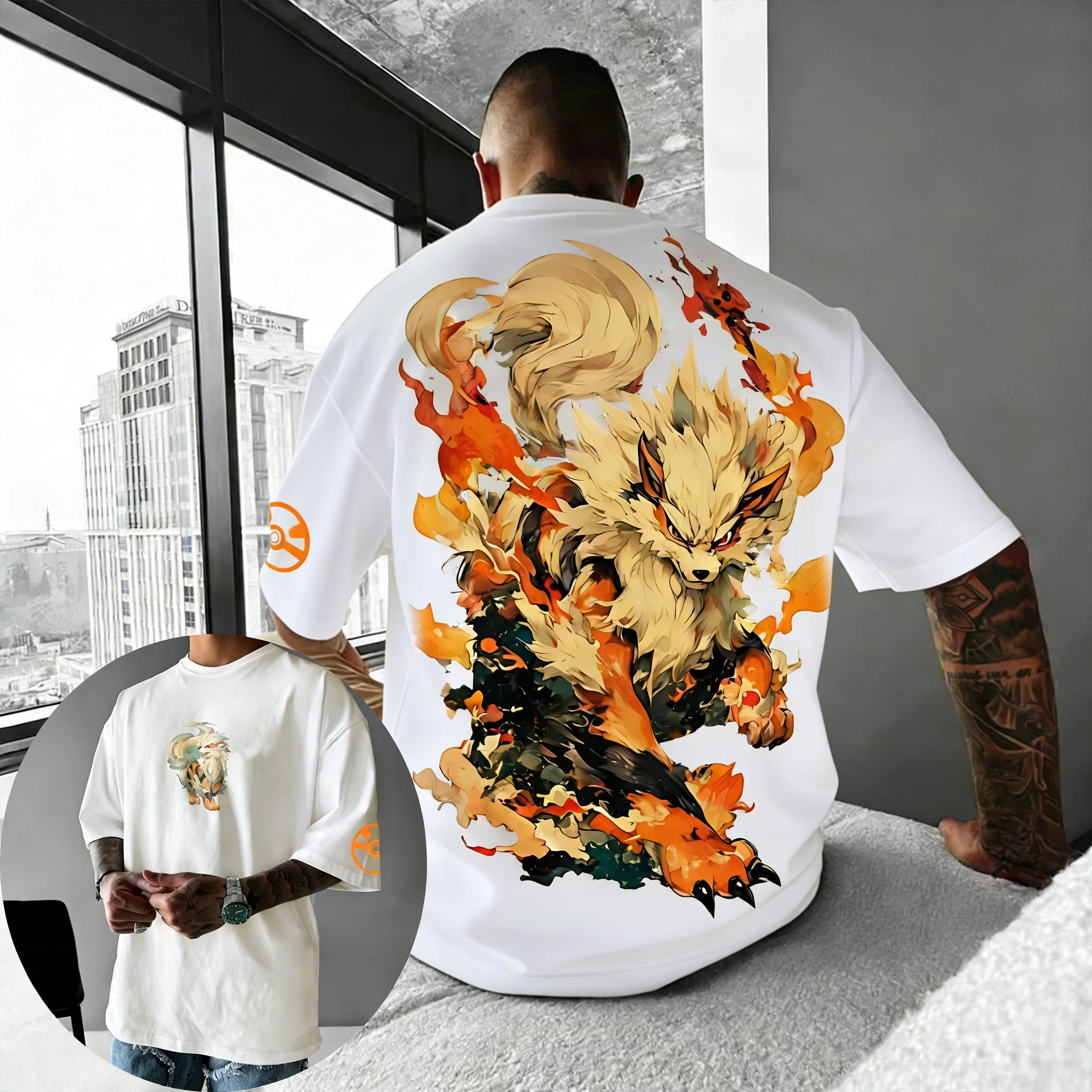 camiseta-de-verao-pokemon-anime-para-homens-e-mulheres-2026-nova-com-estampa-criativa-arcanine-harajuku-plus-size-solta-casual-para-pais-e-filhos