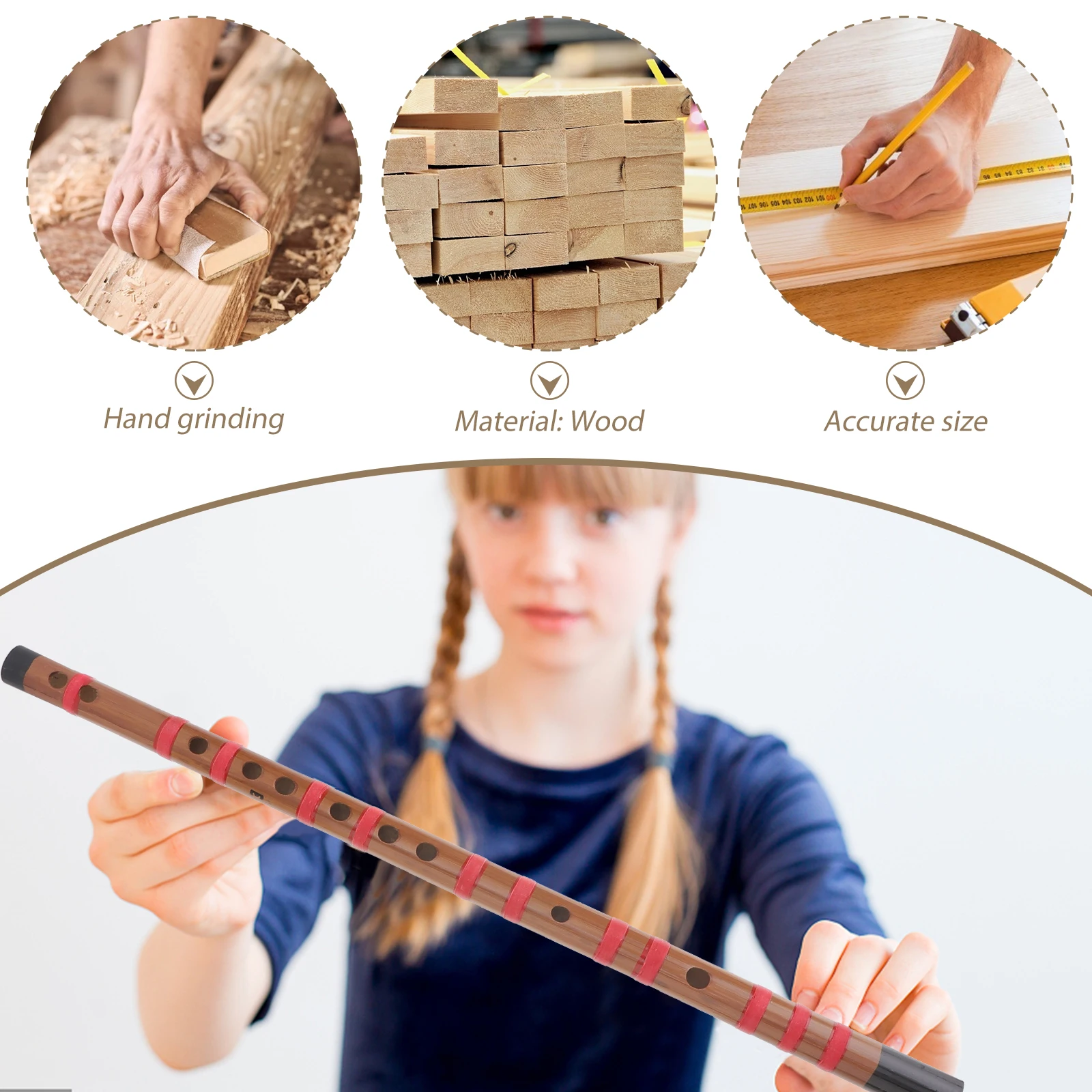 

Student Flute Bamboo Instrument Model Chinese Beginners Dizi Musical Traditional