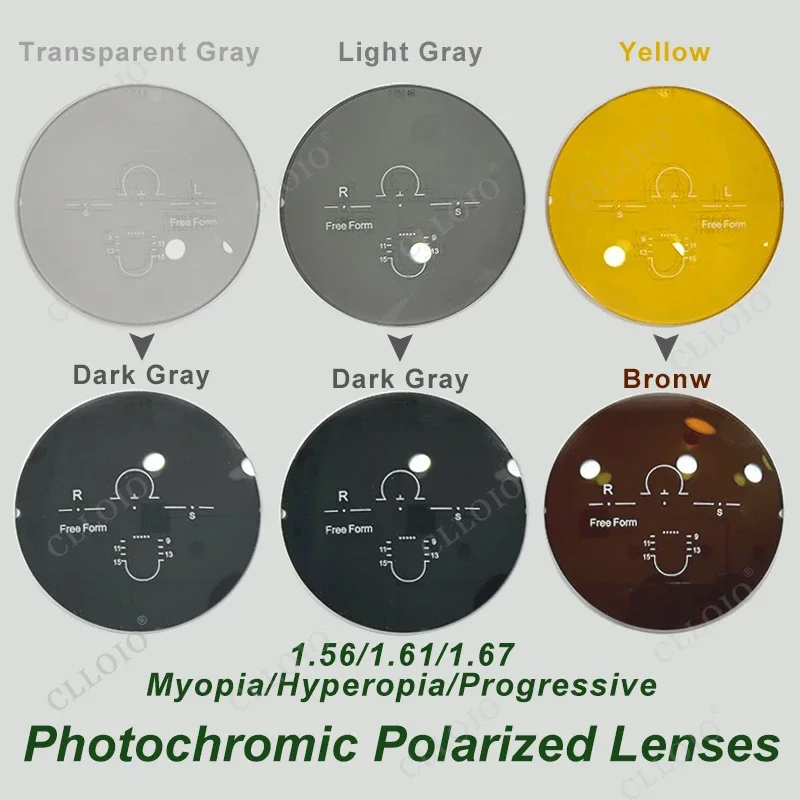 SZTZX Photochromic Polarized Series Myopia Hyperopia Progressive Lens 1.56 1.61 1.67 Prescription CR-39 Resin Aspheric Lenses