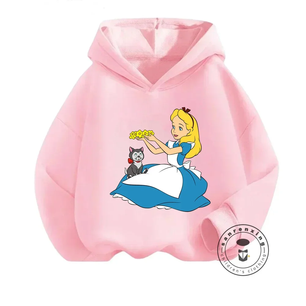 Pleasing Fall/Winter Clothing for Boy Girl Alice in Wonderland Themed Sweatshirts Lovely Cartoon Designs Charming Outfit Choice