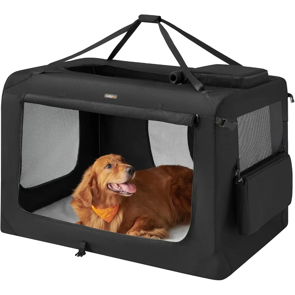 

Collapsible Soft Dog Crate, Portable Travel Dog Crate for Indoor and Outdoor Use, Dog Carrier Kennel with Safety Zippers