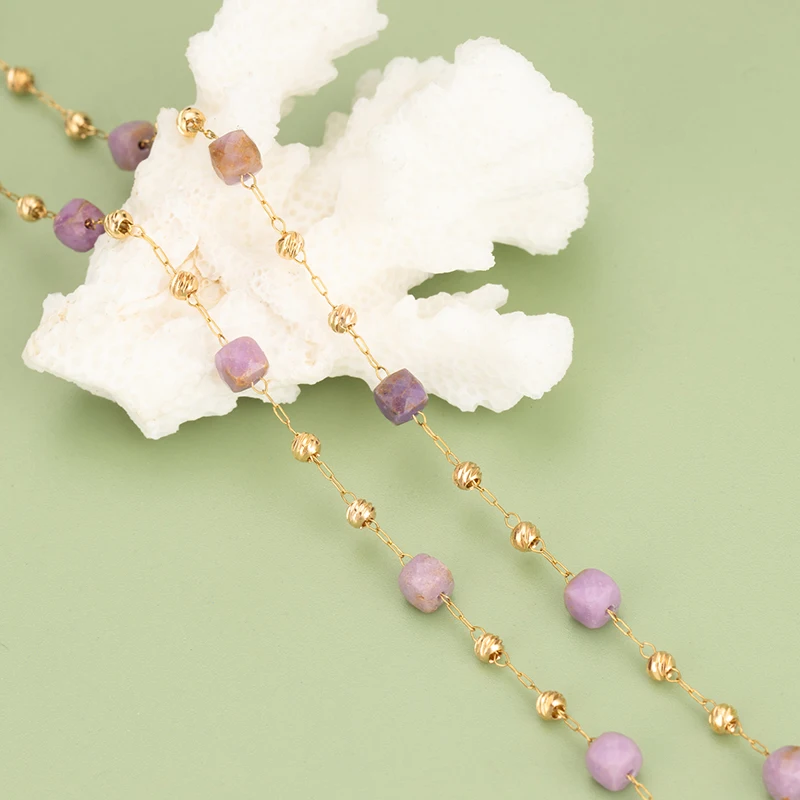 assoonas, C307, DIY-Kette, nickelfrei, 18k vergoldet, Kupfer, Natursteinperle, Schmuckherstellung, DIY-Armband-Halskette, 50cm/Stück – Detail 6