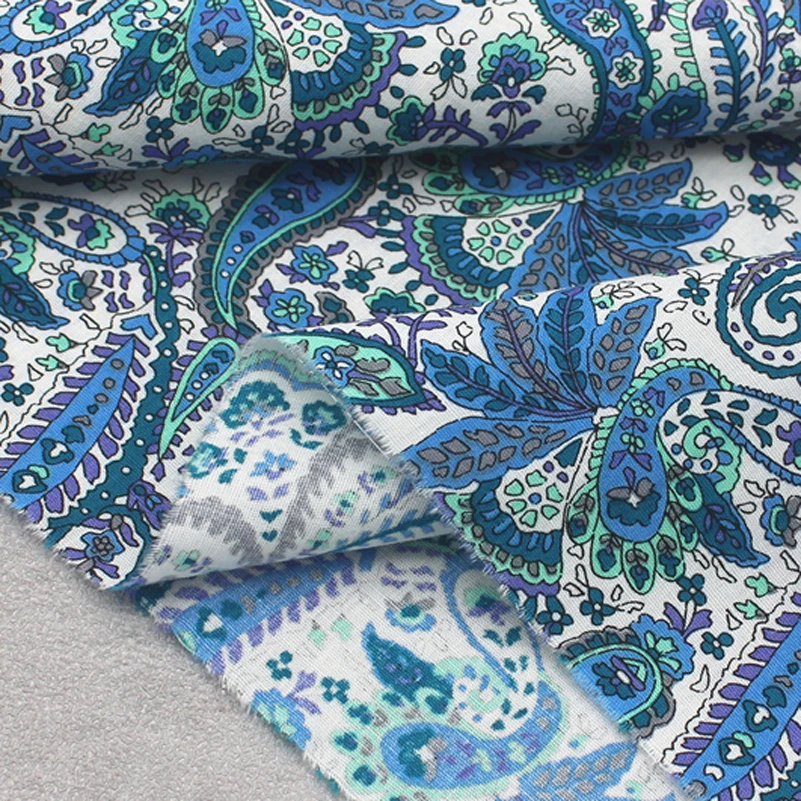 Paisley Fabric Cashew Flower Cotton Poplin Printed Cloth for Quilting Needlework Patchwork