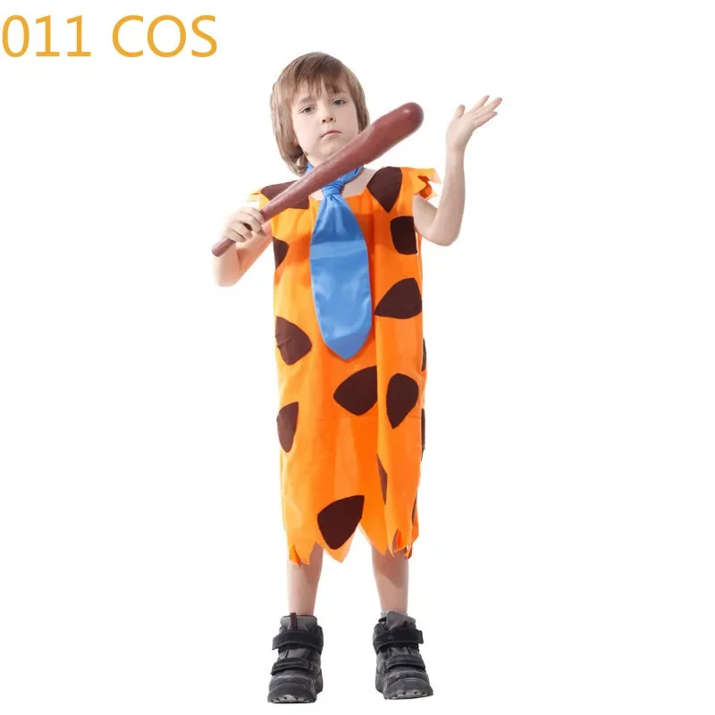 Fred Cosplay Anime Flintstones Costumes Adult Kid Primitive Savages Costume Orange Colthing Carnival Party Halloween