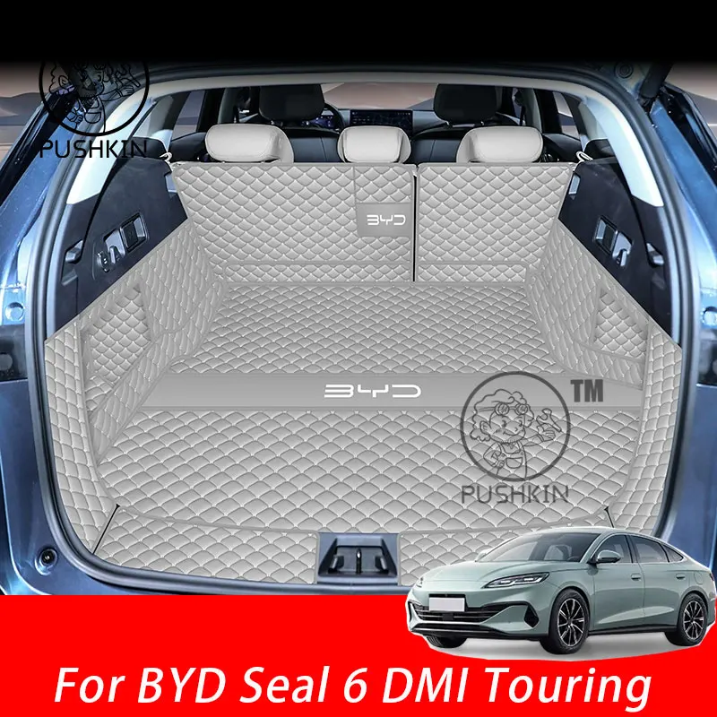 

For BYD Seal 6 C6 DMI Touring 2025 2026 Car Boot Mat Rear Trunk Liner Cargo Leather Floor Carpet Tray Protector Accessories Mats
