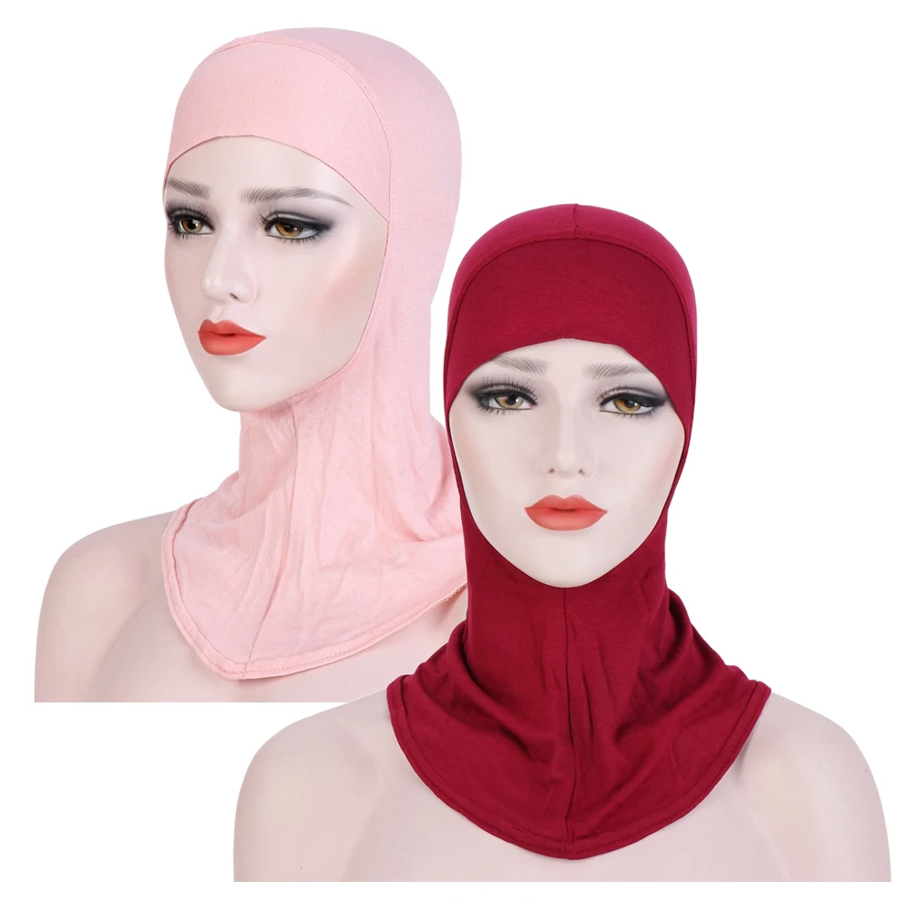 

Breathable 2Pcs Silk Cotton Women Turban Wrap Muslim Cover Trendy Scarf Elegant Design ( )