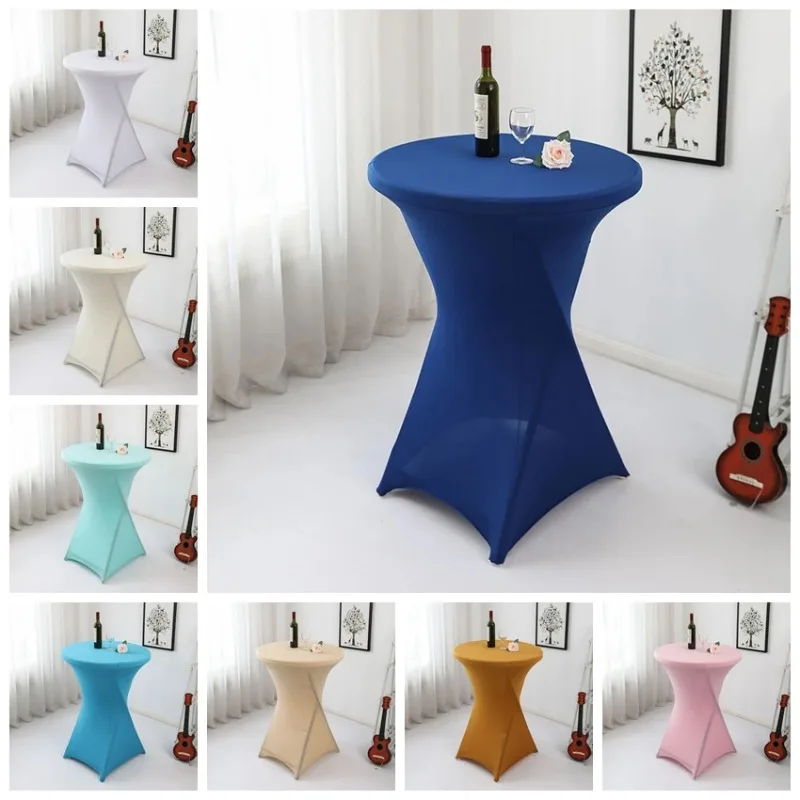 Cocktail Round Table Cover Cocktail Spandex Table Cover Cloth Birthday Party Show Wedding High Bar Hotel Decoration 60cm/80cm