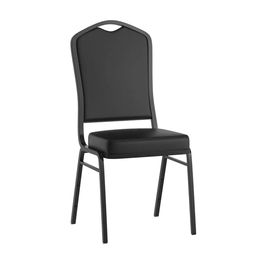 

Hercules Series Crown Back Stacking Banquet Chair in Black Vinyl Black Frame