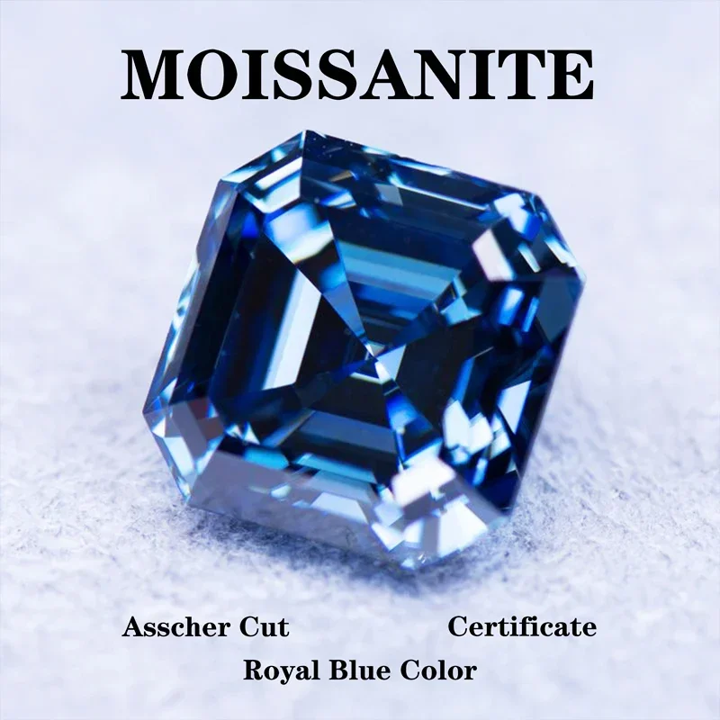 

Муассанит камень натуральный королевский синий цвет Asscher Cut DIY усовершенствованные подвески ювелирные изделия кольца изготовление сережек с сертификатом