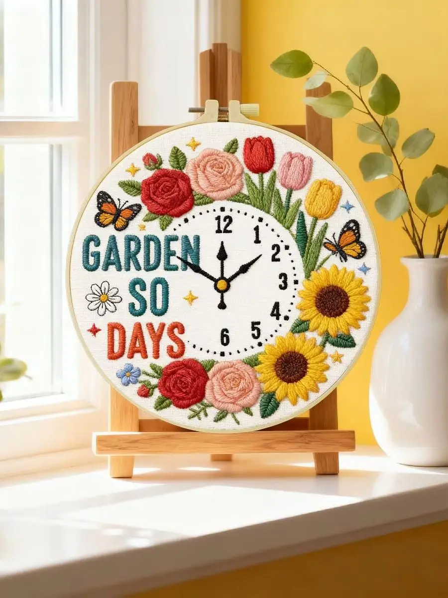 1 Stück 20X20CM/15X15CM 7,87/6,3 Zoll Blumen-Stickerei-Starter-Kit DIY-Kit DIY-Stickerei-Set Handarbeiten Heimdekoration – Detail 6
