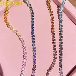 2025 New Iced Out AAA Cubic Zirconia Heart Tennis Chain Necklace Gold Color Rainbow CZ Charm Choker Hip Hop Jewelry For Women