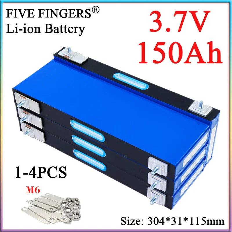 

1-4PCS New 3.7V 150Ah Lithium Battery Rechargeable Grade A Cell DIY 4S 12V 24V 36V Electric Car boat RV Golf Cart Inverter Solar