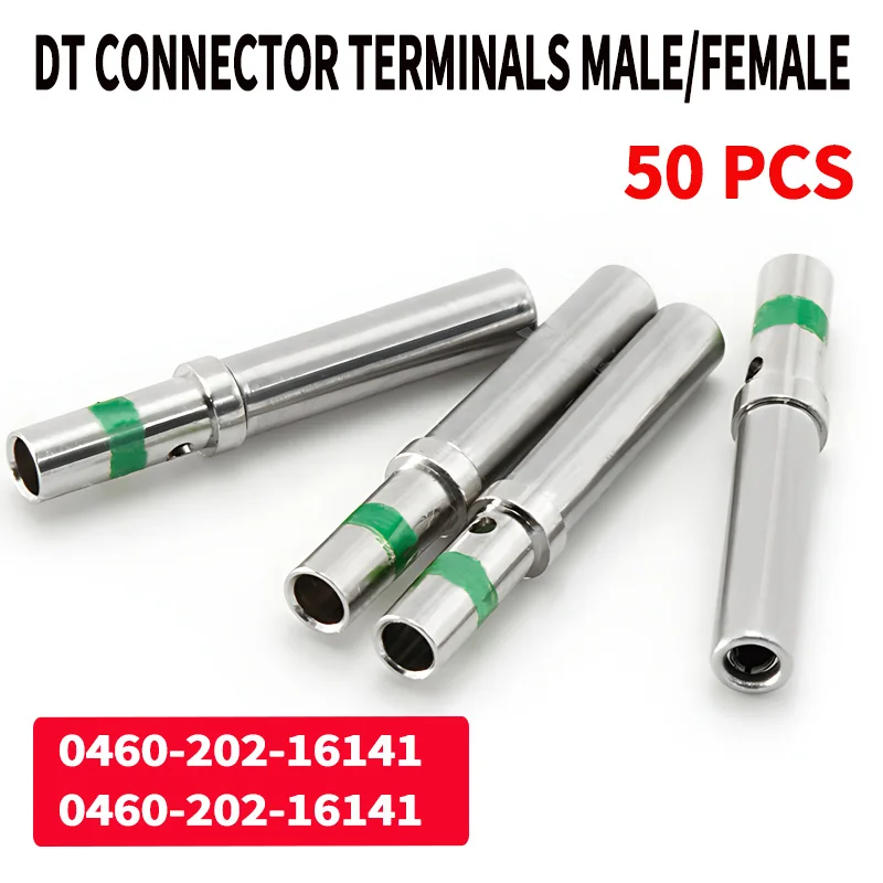 

50PCS DT 1.5mm Series Stainless Steel Pin Contact 0462-201-16141 0460-202-16141,16AWG Deutsch Crimp Solid Female & Male Terminal