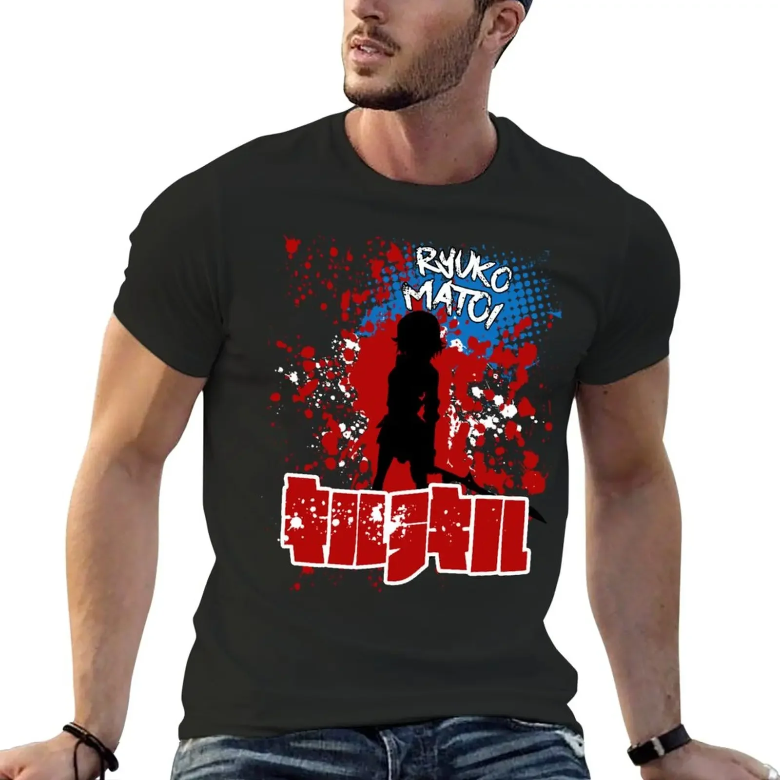 

Ryuko splatter T-Shirt summer tops vintage clothes fruit of the loom mens t shirts
