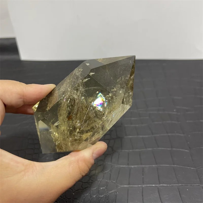 

Rainbow Natural Smoky Citrine Quartz Crystal Hexagonal Double Terminated Points Wand Meditation Reiki Healing Stone