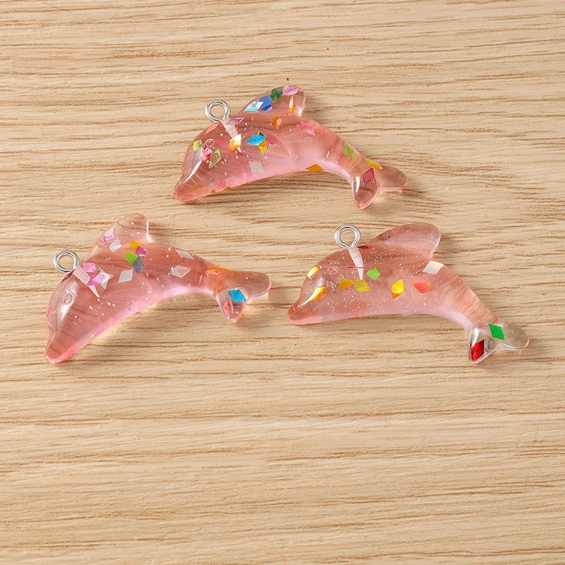 Tusember 10 Stück niedliche Meerestiere, bunte Delfin-Anhänger aus Kunstharz für DIY-Ohrringe, Armbänder, Schlüsselanhänger, Schmuckzubehör – Detail 12