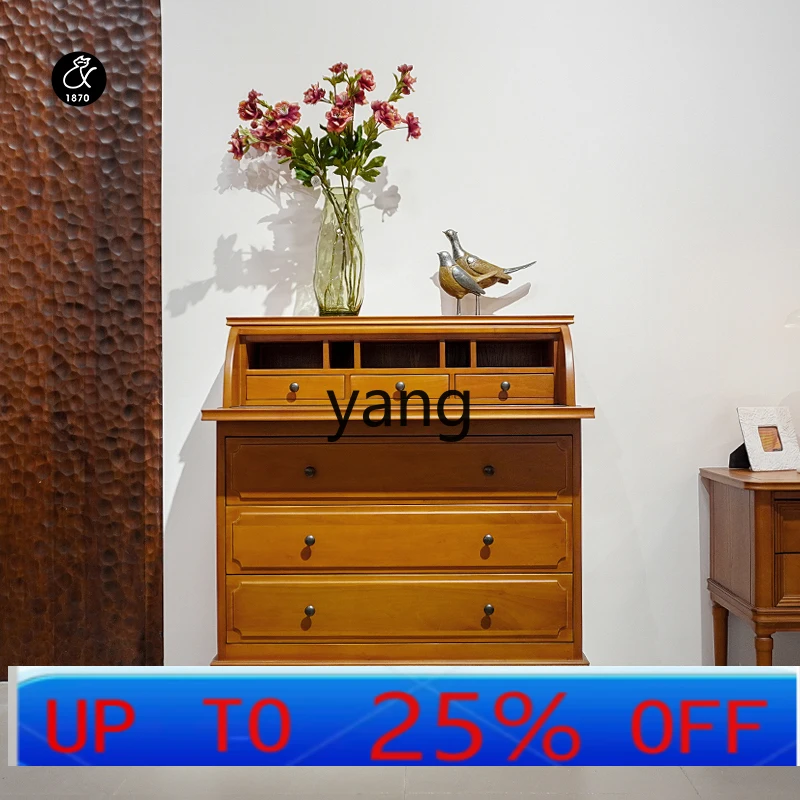 

LTT retro solid wood with pumping board storage chest cabinet storage dressing desk