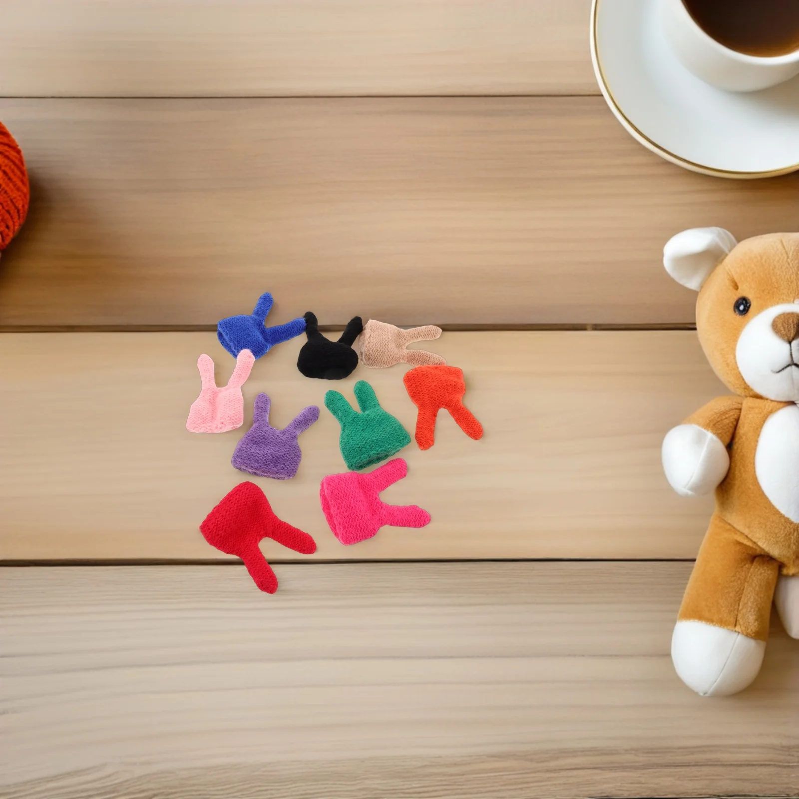 9 قطعة قبعة أرنب محبوكة صغيرة مصنوعة يدويًا من خيوط ناعمة قبعة صغيرة لفستان أغطية الرأس الشتوية-زخرفة حفلات الأعياد ذاتية الصنع