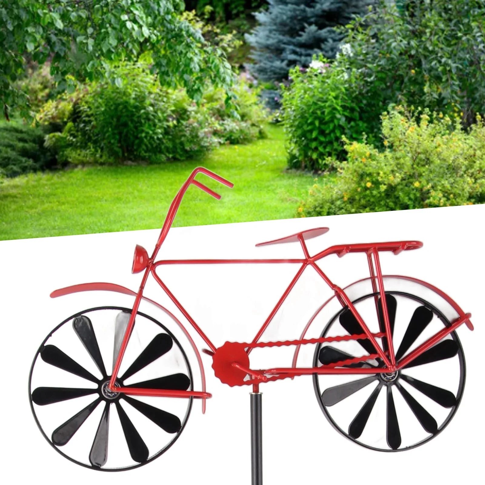 

Red Bike Wind Spinners Vintage Bicycle Metal Wind Spinner Creative Stake Decoration For Yard Garden Decor