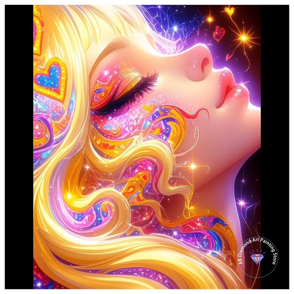 

Dreamy Girl Portrait AB Diamond Painting Kit Square Round Diamond 5D DIY Mosaic Handmade Art Adult Exquisite Gift Home Decor