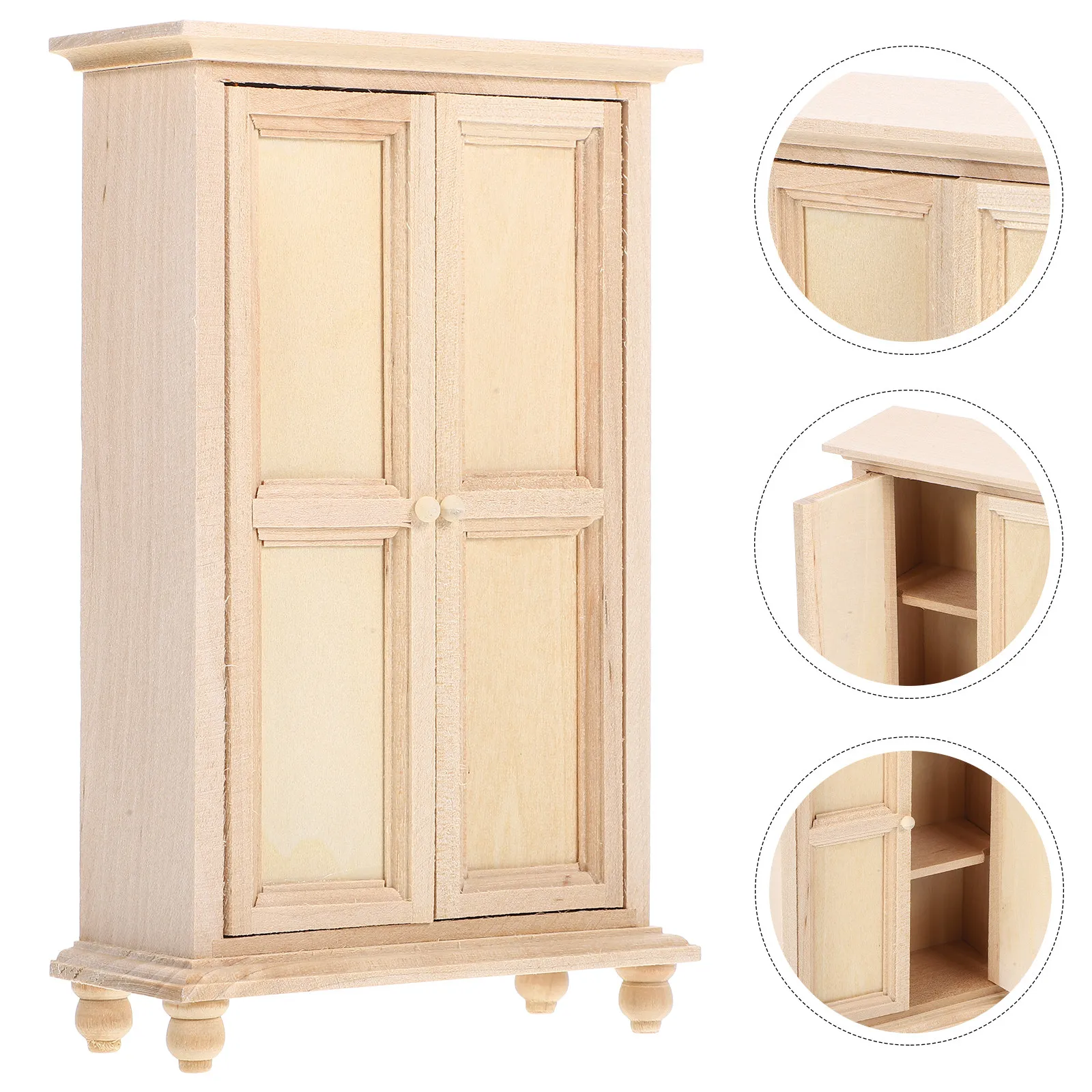 

Миниатюрный деревянный шкафчик, мини-домик, двустворчатый гардероб, миниатюрная мебель, шкаф для хранения, очаровательный аксессуар для домашнего декора