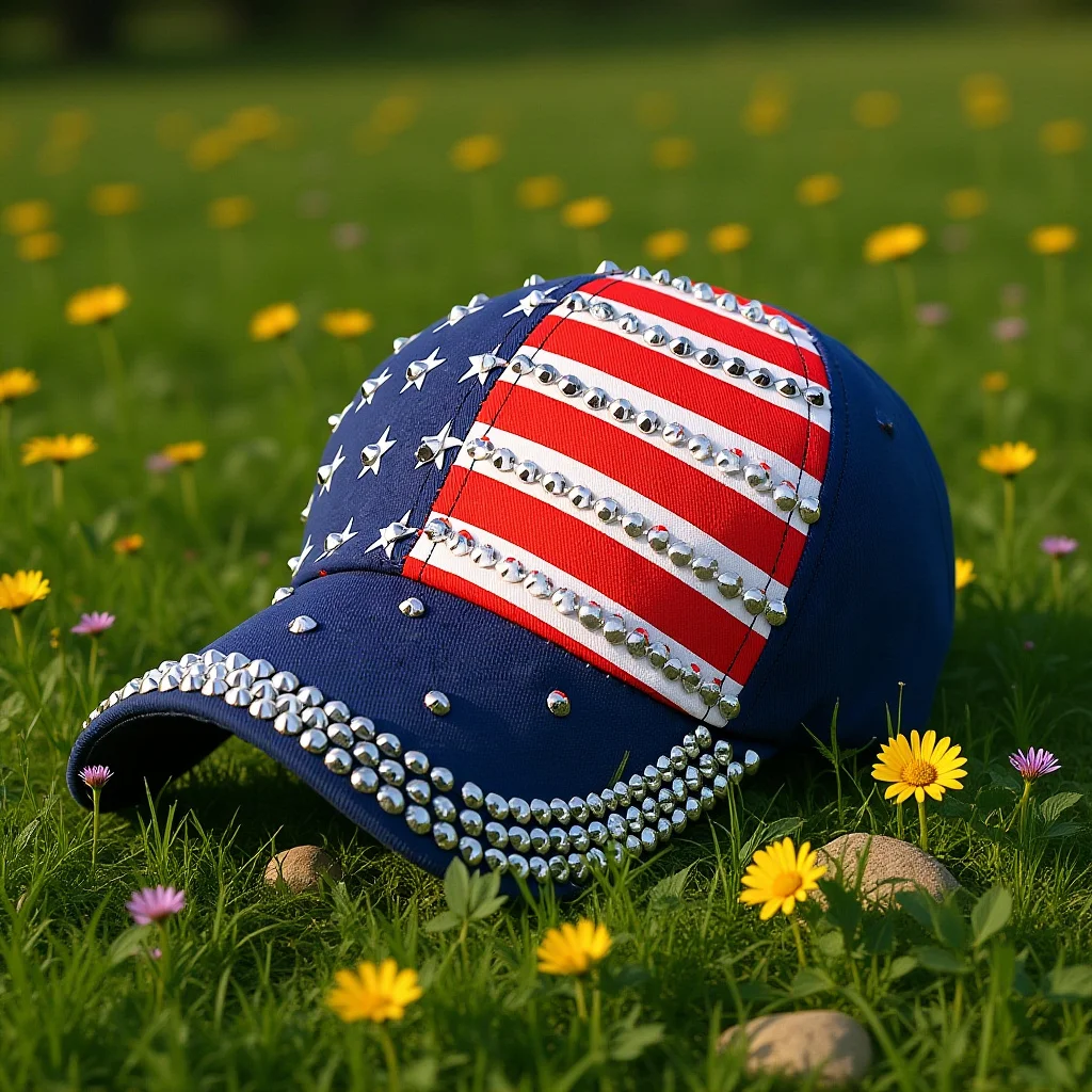 

Bling Rhinestone Baseball Cap Women Denim American Flag 4Th Of July Patriotic Outdoor Fashion Accessory Team Sports