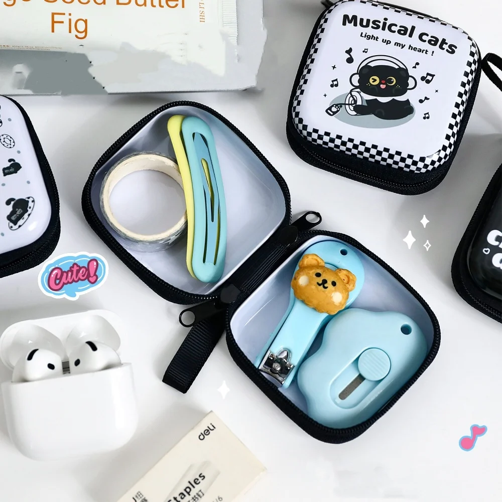 กระเป๋าใส่หูฟัง น้ำหนักเบา ดีไซน์แมว กระเป๋าสตางค์ กระเป๋าใส่กุญแจแบบพกพา กระเป๋าใส่เหรียญดีบุกคุณภาพสูง สำหรับเดินทาง ของขวัญ ใช้ในชีวิตประจำวัน