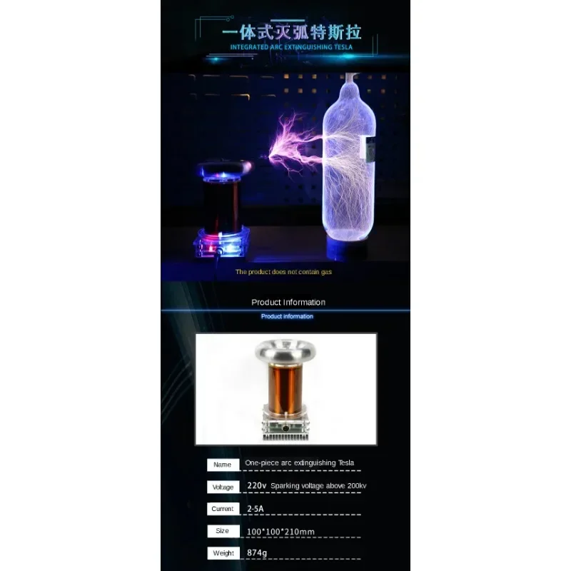 DIY Music High Frequency Integrated Arc Extinguisher Tesla Electric Coil Coil Finished Model Generator Ignition Model Kit