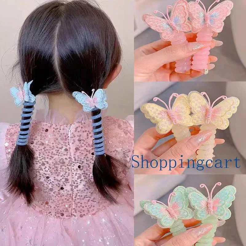 Sweet Braided Ponytail Hair Tie Cute Princess Butterfly Crunchies Hair Bands for Kids Unicorn Hair Ropes Children\'s Headwear