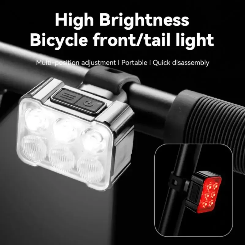 

Bicycle Lights Front And Back Waterproof Flashlight Bike Rechargeable Lamp MTB Bike Headlight Taillight Lantern Lighting Abs