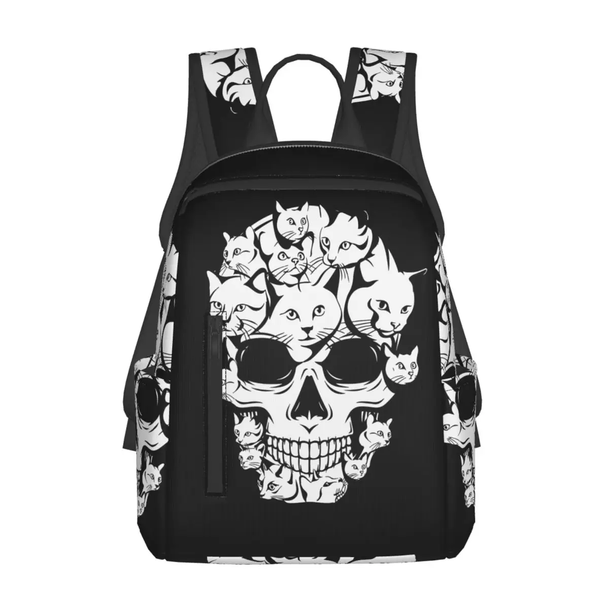 

Halloween Funny Cat Skull Cat Min Backpack Daypack Large Capacity Boys Girls BookBag School Bag Shoulder Bags for Men Women