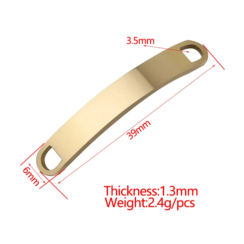 Curved Strip Charms For Engrave Stainless Steel 2 Hole Rectangle Plates Connector For DIY Making Necklace Braid Anklet Bracelets