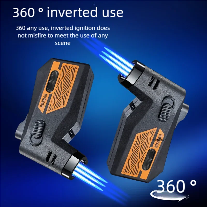 في الهواء الطلق شواء الشاعل السيجار بندقية رذاذ الشحن المباشر يندبروف نفخ ثلاثة النار الكى البيوتان أخف وزنا #4