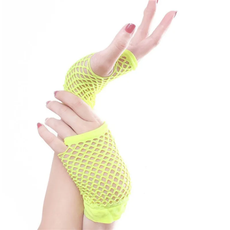 Neue 2 Paar/4 Stück hochwertige finger lose kurze Netz handschuhe Fisch netz schwarz ausgefallene Party Dance Club Nylon Spandex Mesh kurz