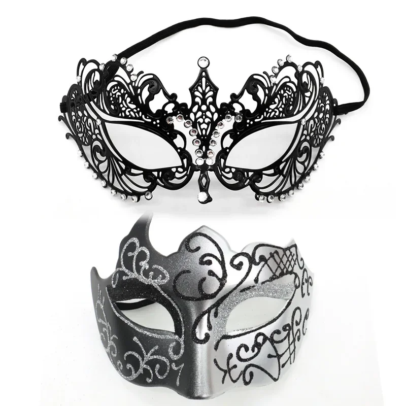 Masque de maquillage pour femmes et hommes, Rhde carnaval, princesse, œil noir, métal, fer, diamant, sexy