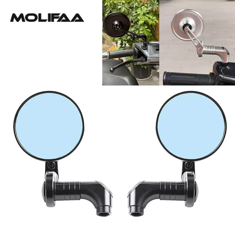 for Lambretta G350 X250 X300 J200 Round Rearview Side Mirrors Motorcycle CNC Blue Glass Scooter Retro Mirrors Accessories