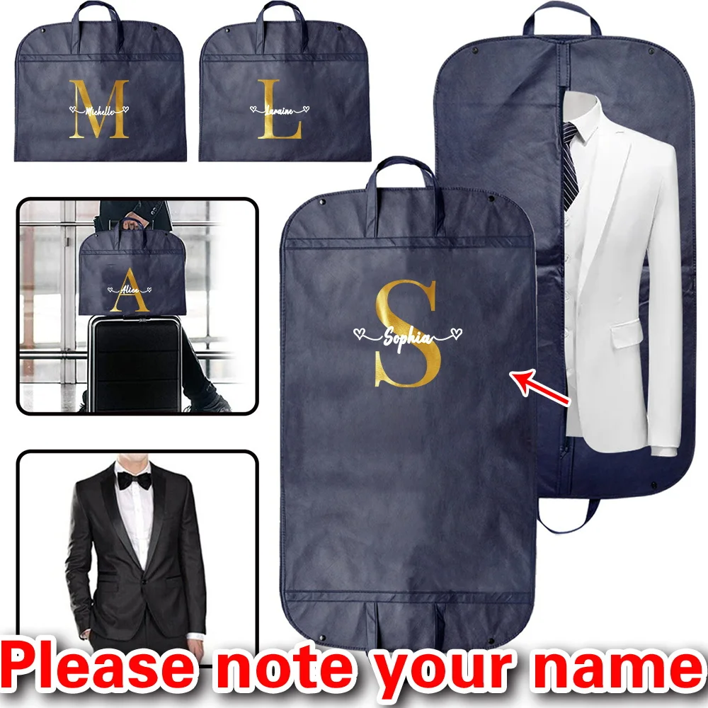 

Customized Free Name Blue Dustproof Clothing Cover Personalized Initial Wedding Dust Cover Suit Coat Storage Bag