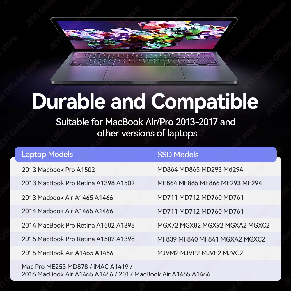 JEYI-Adaptador de conversión M.2 NVME para MacBook SSD, accesorio para MacBook Air Pro Retina Mid 2013-2017 actualizado, para A1465 A1466 A1398 A1502