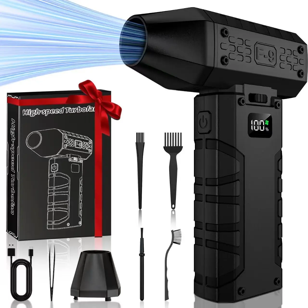 

Пылесос со сжатым воздухом, 130 кОм, электрический беспроводной вентилятор со светодиодной подсветкой, регулируемый перезаряжаемый для клавиатуры, электроники, автомобиля