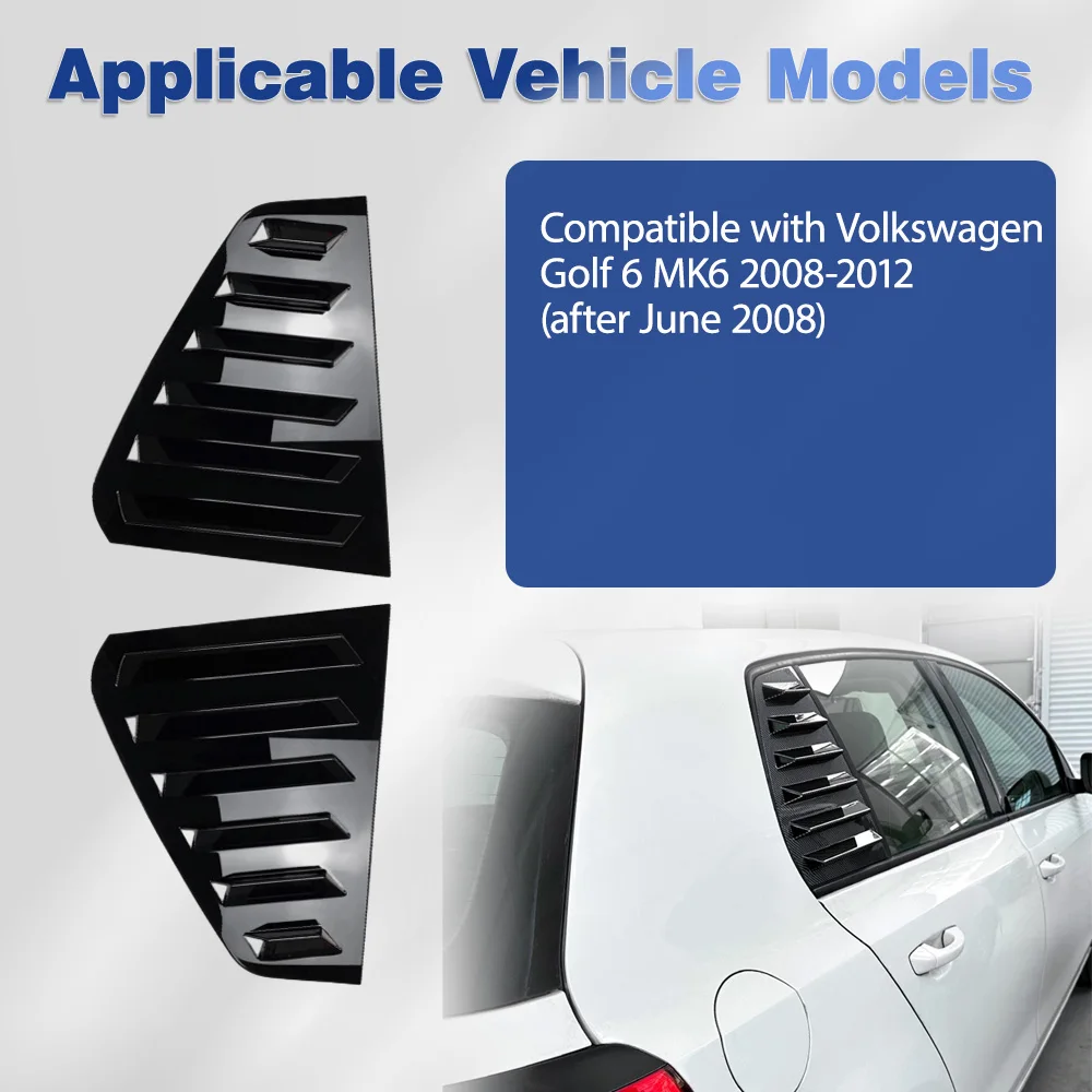 

Для VW Golf 6 MK6 2008 2009 2010 2011 2012 2 шт. Автомобильное заднее боковое окно, жалюзи, накладка, наклейка, вентиляционные отверстия, совок