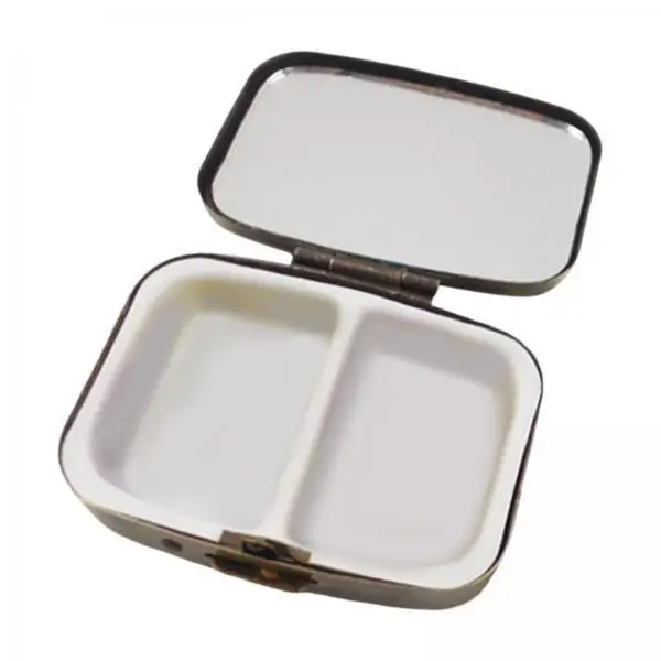 

5xPill Box , Container, Dustproof Rectangle Shape Decorative with Mirror, Metal