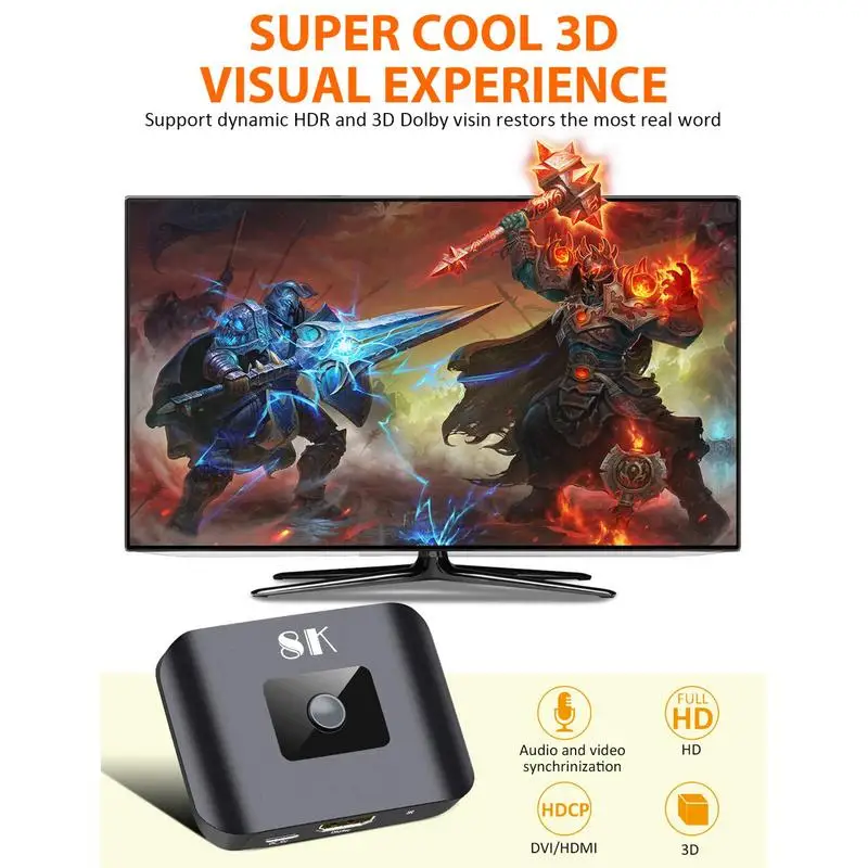 2x1 hd multimídia interface switcher 48gbps 8k hd multimídia interface switcher portátil hd multimídia interface switcher para