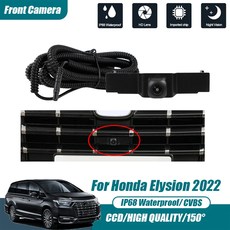 Car Front View Parking CCD Night Vision LOGO Camera Wide Angle 150° Waterproof CVBS HD AHD For Honda Elysion 2022 DC12V 80mA CAM