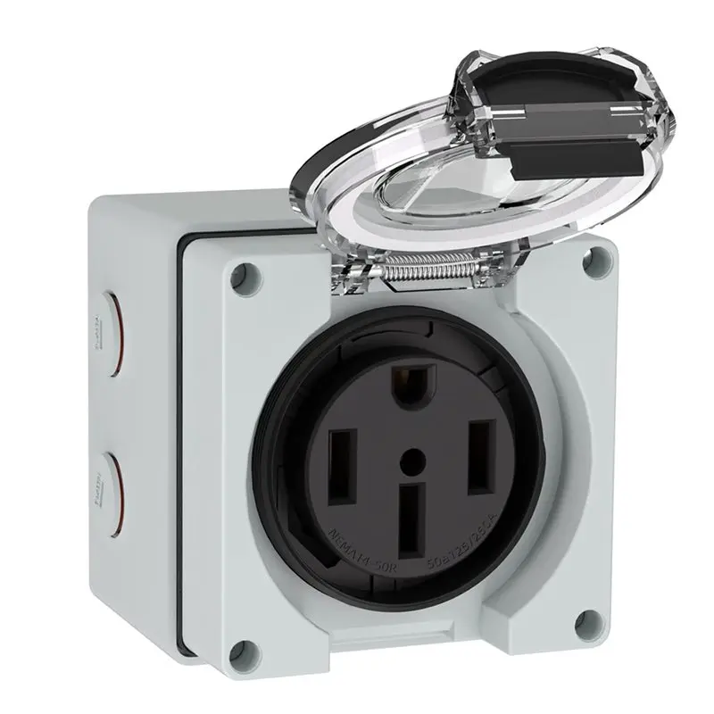 ABVC 6X 50Amp Power Outlet Box,125/250Volt NEMA 14-50R Receptacle Outdoor Dustproof And Weatherproof For Electric Vehicles