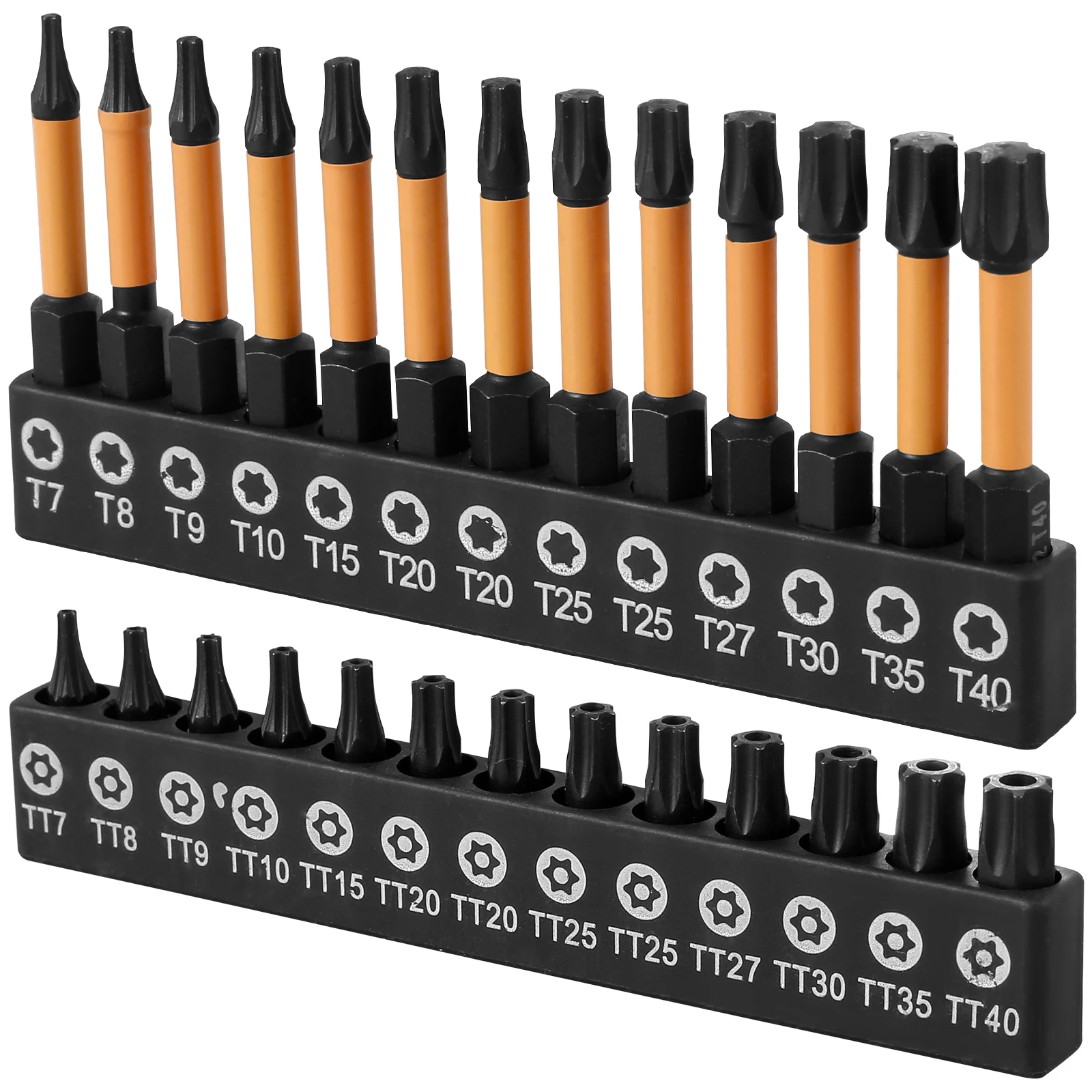 

26Pcs 1/4inch Hex Shank Hole Security Torx Bits Set Screwdriver Electric Drills S2 Alloy Steel Torx Bit Kit 1inch 2inch T7-T40