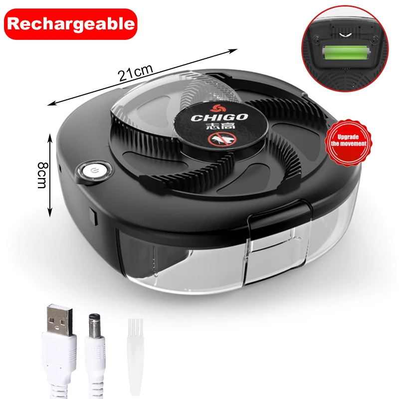 CHIGO Fliegenfänger, wiederaufladbar/USB, elektrische Fliegenfalle, Sicherheit, Innenfliegenfalle, Outdoor, Insekten, Schädlingsfangwerkzeug für Küche, Garten