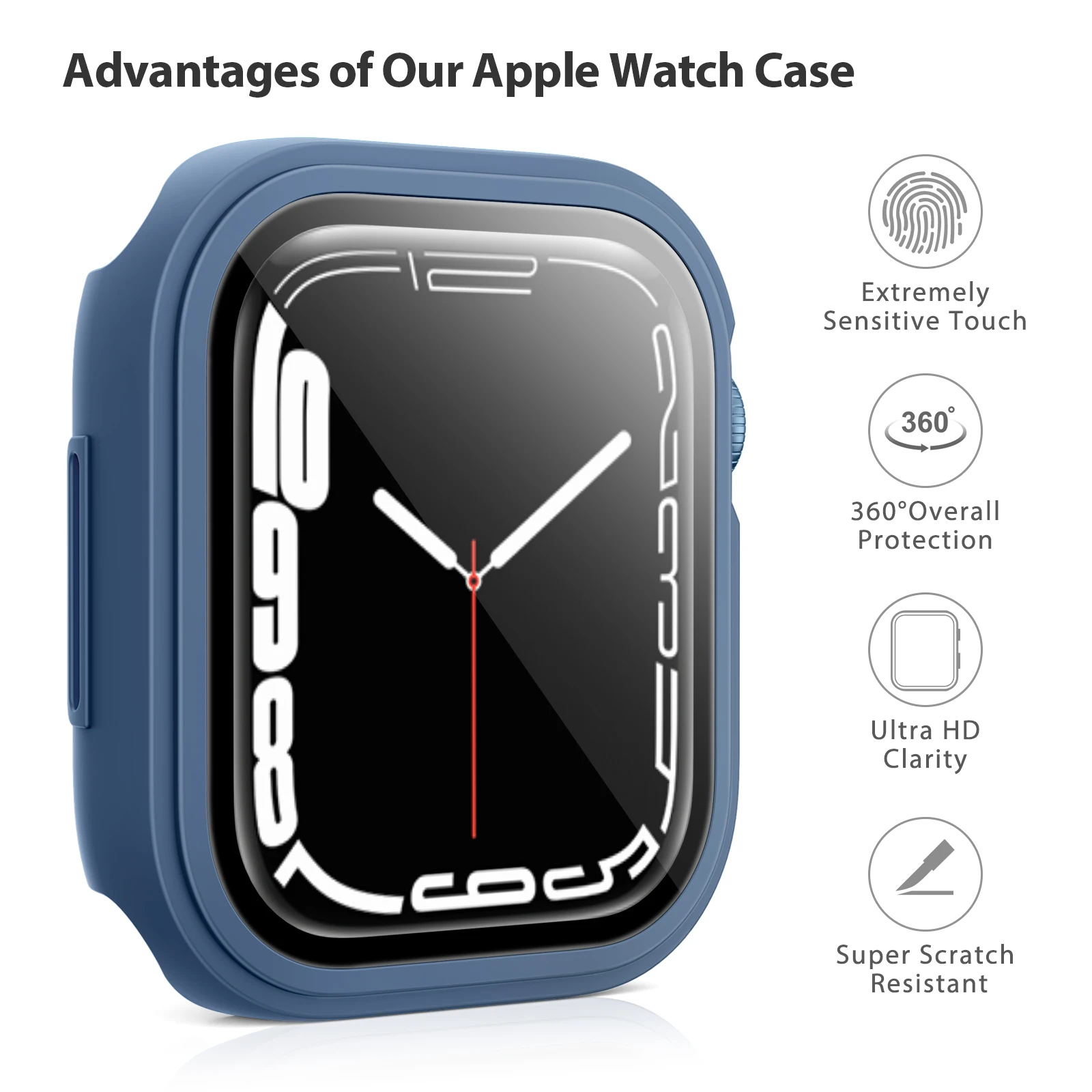 3Pcs HD Tempered Glass Case For Apple Watch 7 6 5 4 SE Cover With Glass For iwatch 45mm 41mm 44mm 40mm 42mm Cover Double Layer