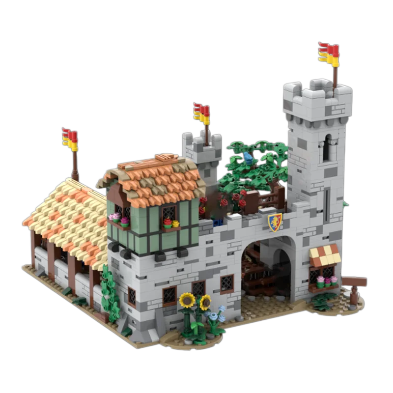 MOC building toy - medieval castle shooting range model set - creative assembly toy with challenging gift value