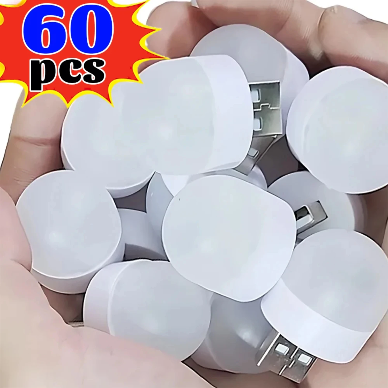 Mini USB Night Light Bulbs, Proteção ocular portátil, Luz de leitura de livros, USB Plug Lamp, Carregamento LED Lights L, Power Bank, 60 Pcs, 1Pc, Novo