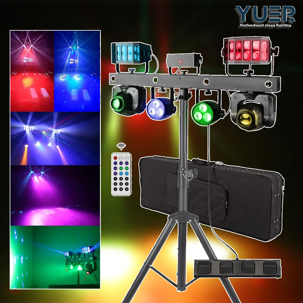 

4IN1 Gig Bar Move Derby Dj Lighting Stand Portable Dj Set Disco Equipment Luces Dj Lights Laser Strobe moving head Par light